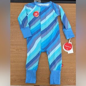 Magnetic Me Blue & Teal Striped Footed One-Piece